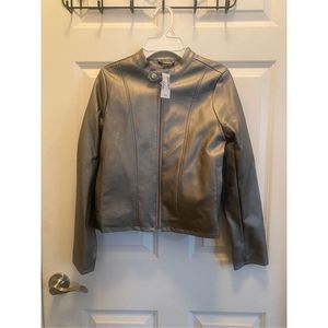 NWT Girl’s The Children’s Place Metallic Faux Leather Moto Jacket Size XL 14